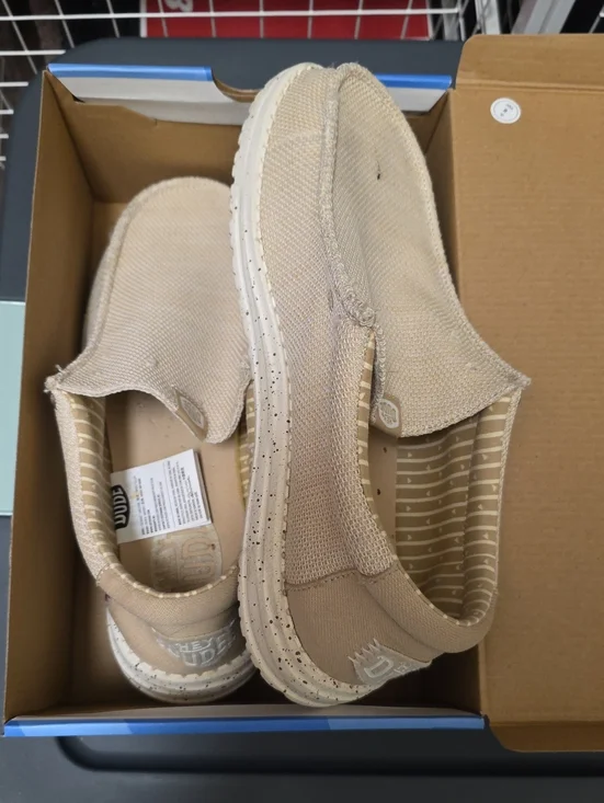 Hey Dude Beige Canvas Slip-On Shoes with Speckled Sole