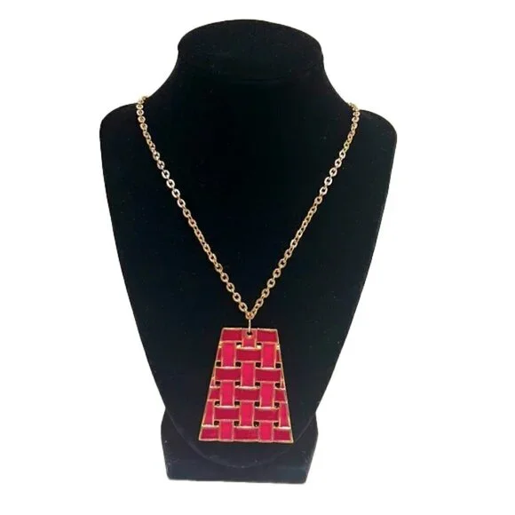 👋 3/$15 GOLD AND PINK GEOMETRIC PENDENT ADJUSTABLE NECKLACE