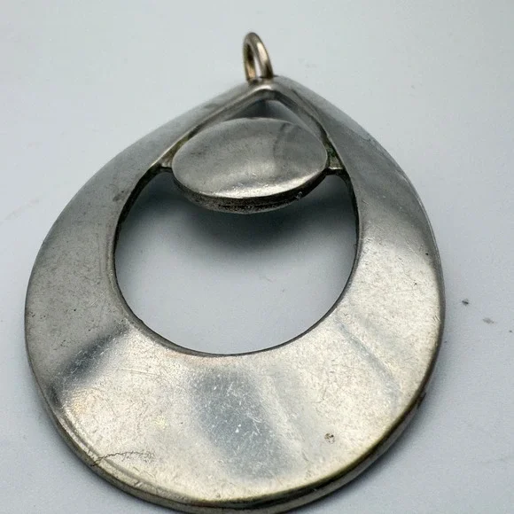 Reed & Barton Vintage Pewter Teardrop Pendant Mid Century Modern MCM Silver Tone
