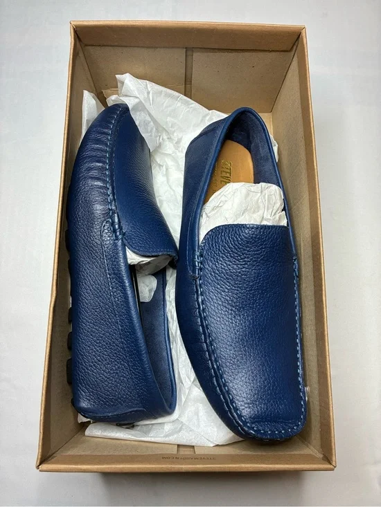 Steve Madden Bernie Mens Blue Leather Driving Loafers New In Box Size 7.5 NWT