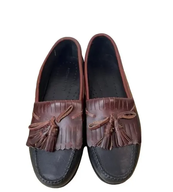 Johnston & Murphy Shoes Men 10 Leather Tassel Loafers Dress Shoe Two Tone