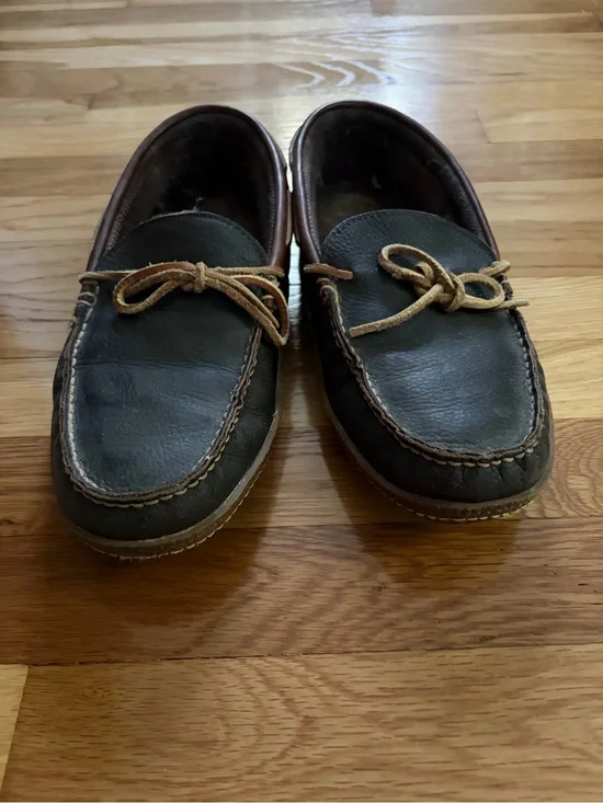 LL Bean Men's Leather Moccasin Loafers in Dark Brown