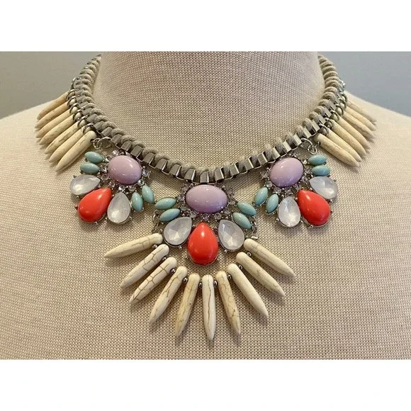 Anthropologie Neon Pop Tribal Statement‎ Necklace