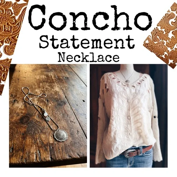Necklace Upcycled Vintage Concho Button Cover