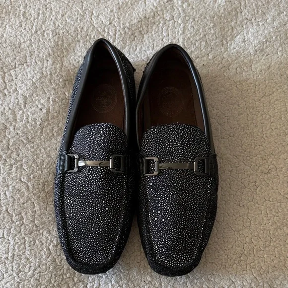 Amali Brogan Men's Black Studded Loafers 8.5