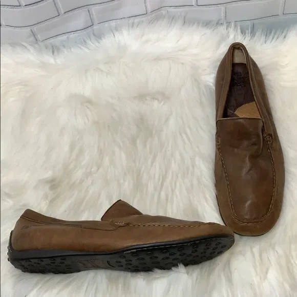 Born Mens Brown Kid Leather Slip‎ On Loafer Size 12