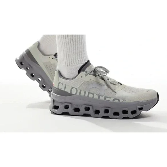 ON‎ CLOUD MEN'S CLOUDMONSTER ATHLETIC SHOES ICE ALLOW GRAY NEW 12