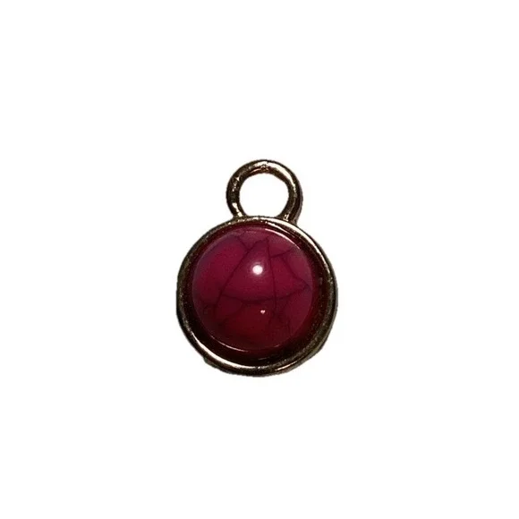 Vintage Pink Stone Pendant or Charm with Gold Tone‎ Back