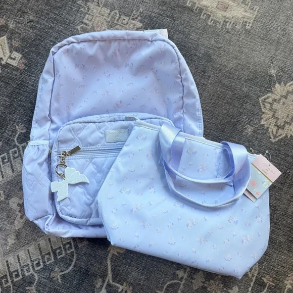 LoveShackFancy x Target Backpack and Lunch Bag Set Blue Ditsy Floral NEW