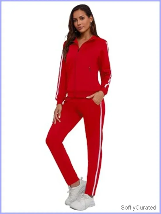 2 Piece Tracksuit Long Sleeve Full Zip Lounge Set Sweatsuit Outfits
