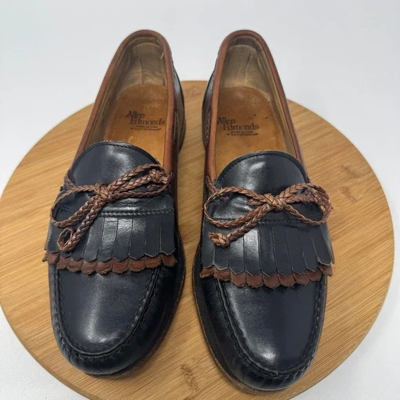 Allen Edmonds Mens 9.5 C Nashua Kiltie Tassel Loafers Black Brown Leather 47212