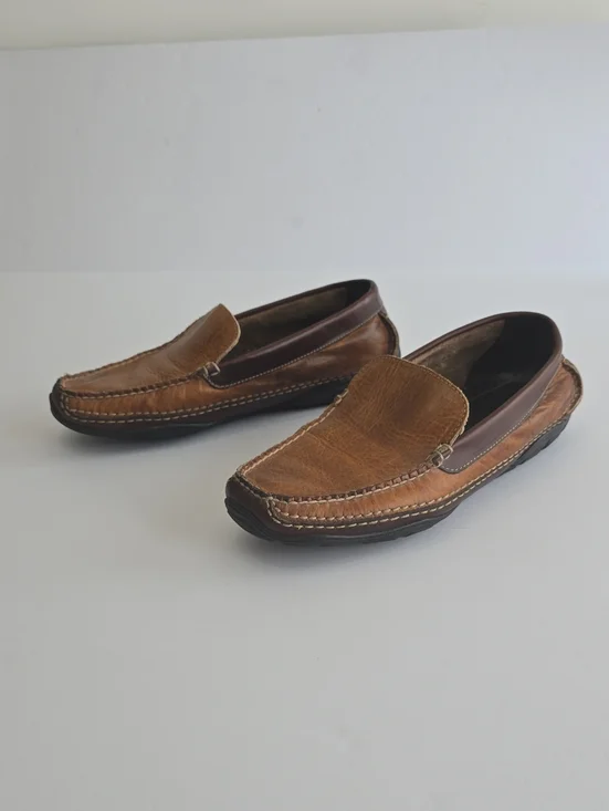 L.L. Bean Men's Allagash Bison Leather Driving Loafers  Mocs Two Tone Size 10