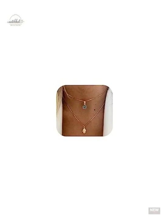 14K Gold Plated Evil Eye Necklace Blue CZ Pendant Delicate Lucky Protection