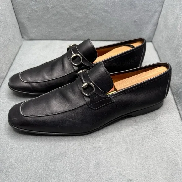 Magnanni 16492 Horsebit Loafers Men's 11.5 M Black Leather Dress Shoes