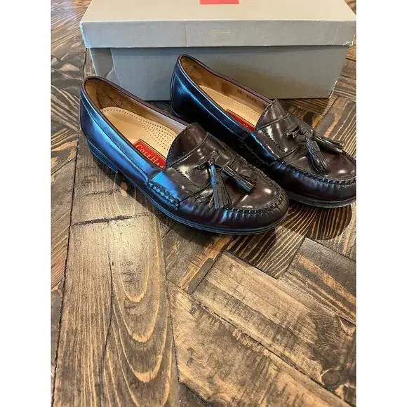 Cole Haan Pinch Tassel Penny Loafer Dress Shoes Men 8.5 Burgandy Preppy Academia