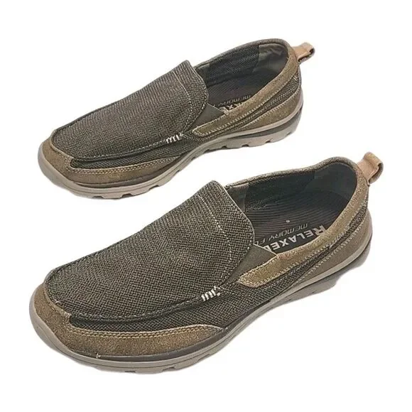 Skechers Loafer Shoe Men Sz 12 Relaxed Fit Brown Slip On Suede Casual 64365
