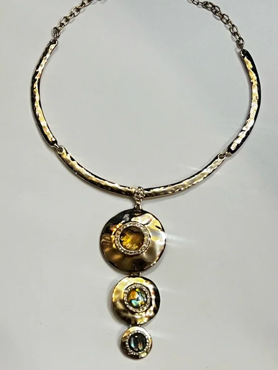 Bella Jack Gold-Tone abalone style / rhinestone necklace