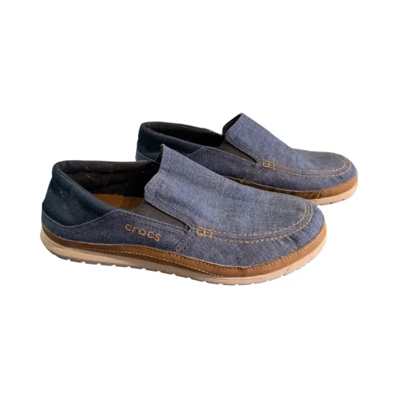 Crocs Santa Cruz Playa Canvas Slip-On Loafers in Denim Blue