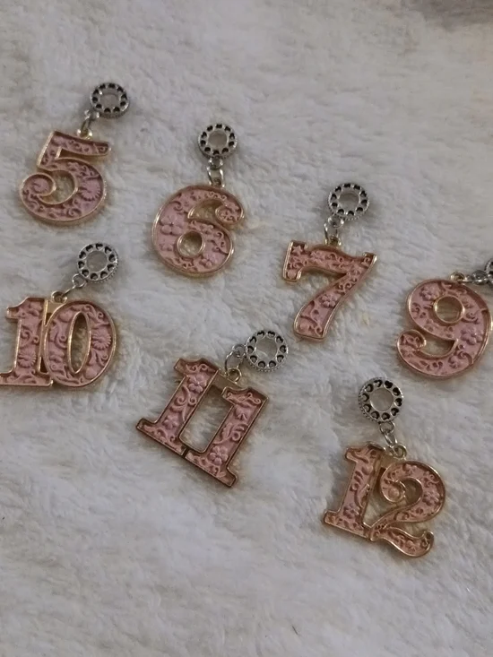 💲 Pink & Gold Number Charm Pendants - YOUR CHOICE [5, 6, 7, 9, 10, 11 & 12]