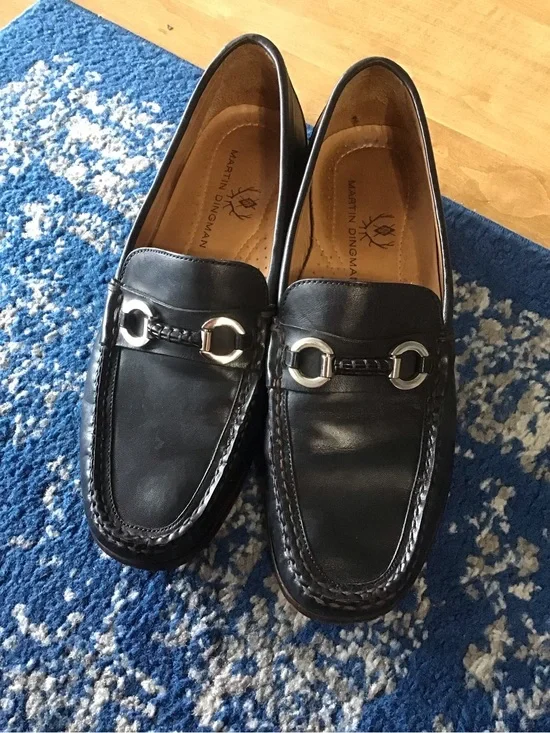 Martin Dingman Leather Bit Loafers with Silver Hardware