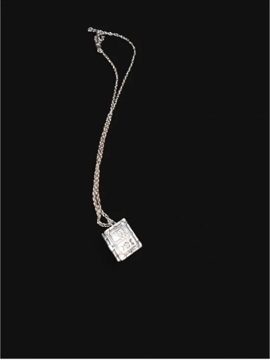 Source Unknown Silver Square Locket Necklace