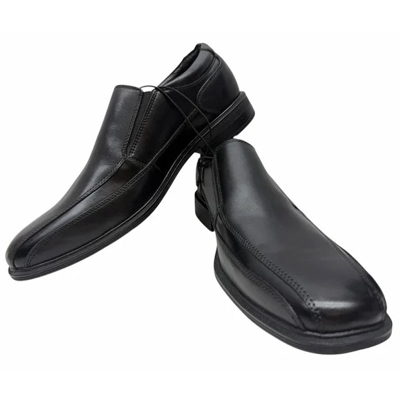 Kenneth Cole  Mens Black Leather Slip On Square Toe Dress Shoes‎ Size 10.5