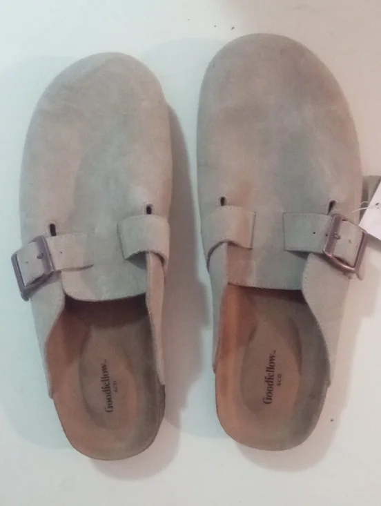 Goodfellow & Co Taupe Suede Slip-On Buckle Clogs NWT $45