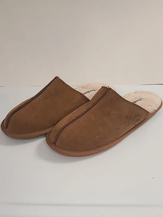 Dearfoams Brown Suede Shearling-Lined Slip-On Loafers - Size 11