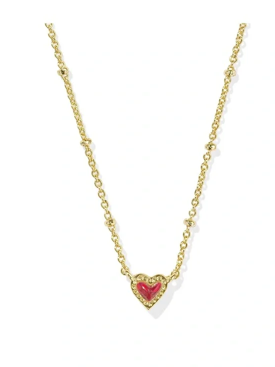 Kendra Scott Mini Ari Red Heart Gold Necklace