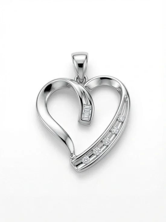 Helzberg Diamonds White Gold Open Heart Pendant with Accent Diamonds | no chain