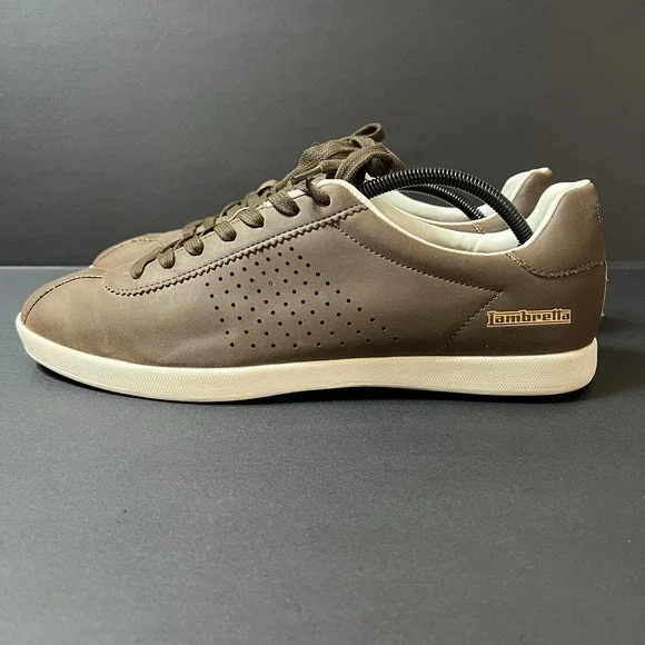 Lambretta Gazzman 3 Brown White Lace Up Shoes Retro Trainers Size UK 11 Preppy