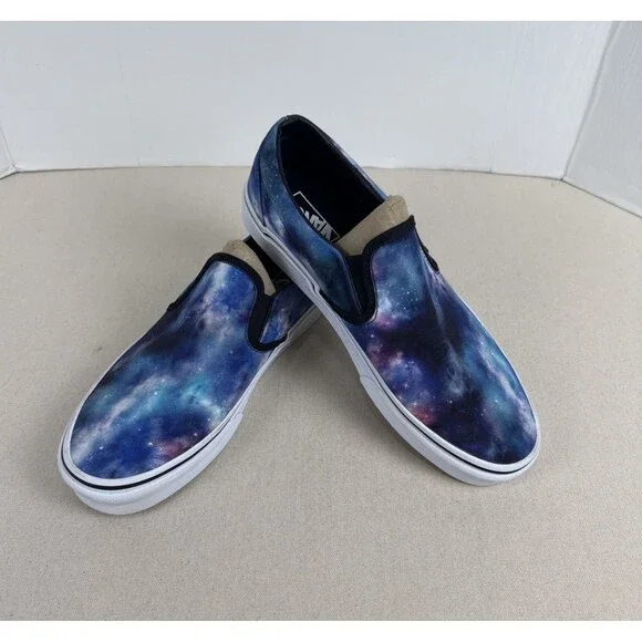 Vans Classic Slip On Galaxy Nebula Cosmic Shoes Men 9.5 Women 11 Blue Purple