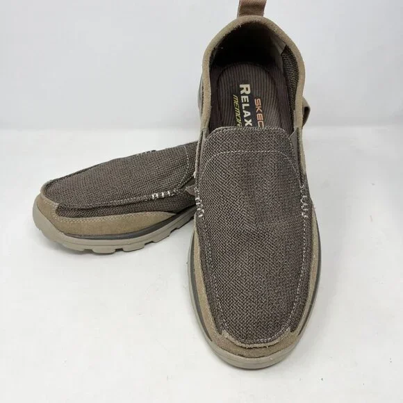 Skechers Mens Milford Fabric Leather 64365 Brown Slip On Size‎ 11.5