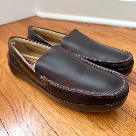 Sperry Hampden Venetian Amaretto Brown Leather Loafers Driving Shoes Size 7