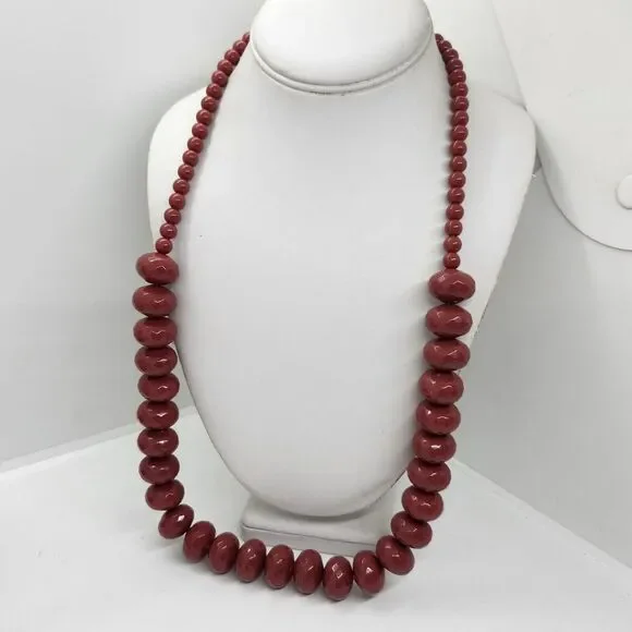 Graziano‎ Beaded Necklace Cranberry Color