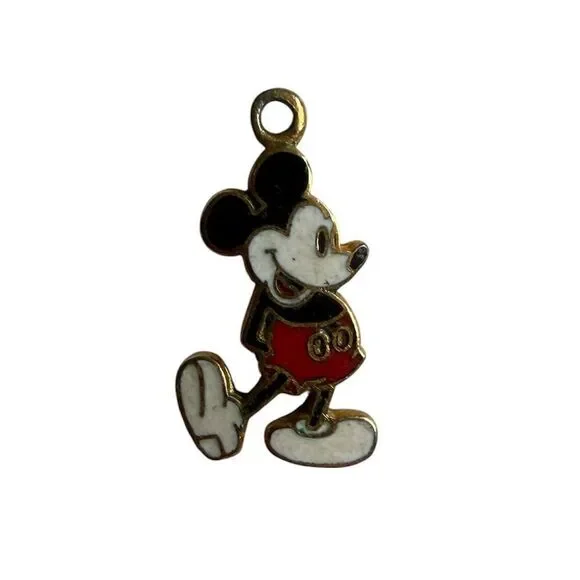 Vintage Disney Enamel Mickey Charm Pendant Walt Disney Productions