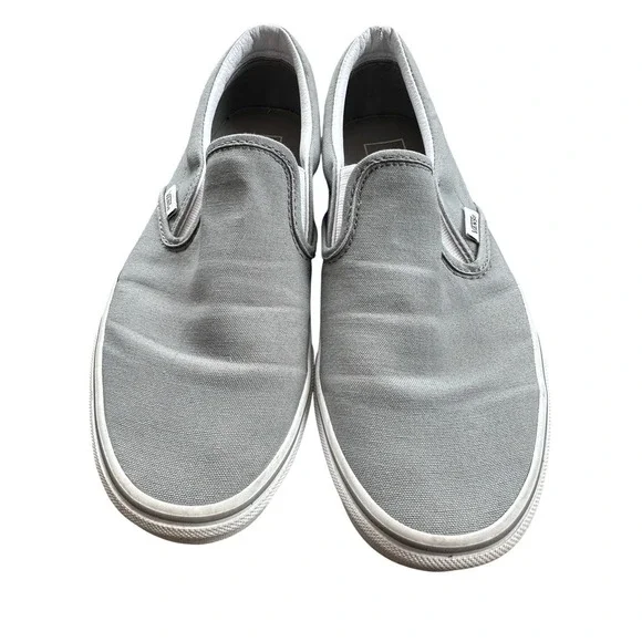 Vans Slip On Shoes‎ Mens 9.5 Womens 11 Gray Classic Canvas Casual Skate Sneakers