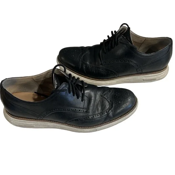 Cole Haan Original Grand Mens Size 12 M‎ Black Leather Wingtip Oxford Shoes