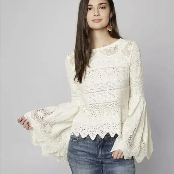 Free People Once Upon a Time Crochet Top | Ivory | Size XS