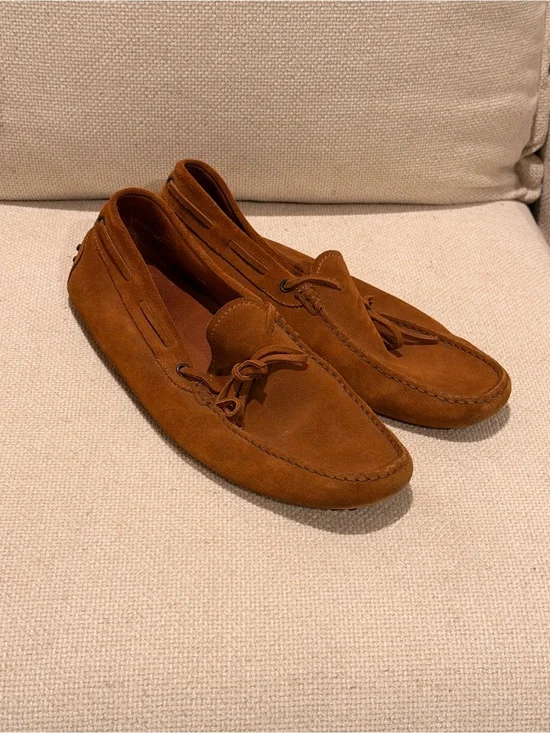 Tod's Chestnut Brown Suede Tassel Driving Loafers