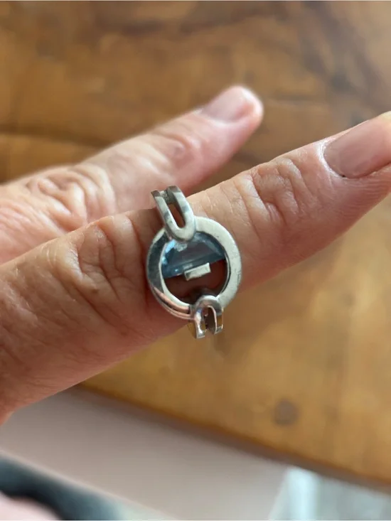 Sterling Silver Round Slide modernist blue topaz 7 ring