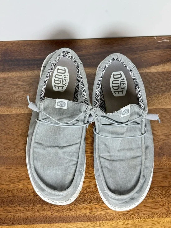 Hey Dude Wally Stretch Canvas Light Grey Men’s Size 14 Slip On Shoes