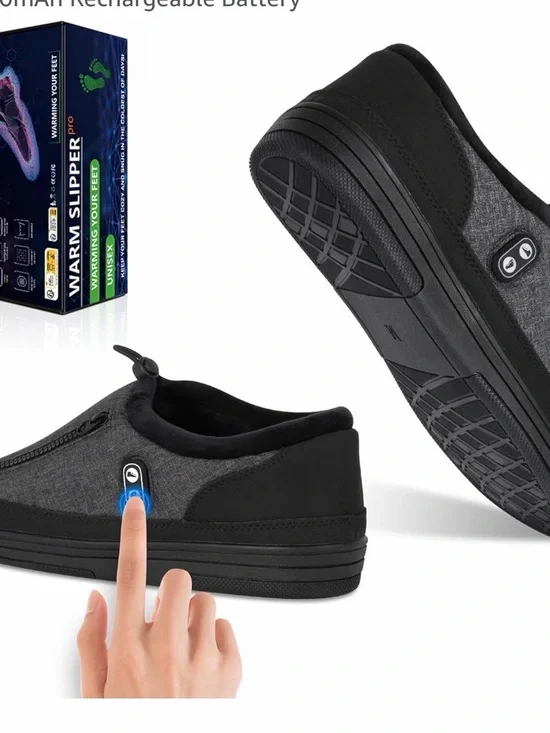 Medium Heated Slip-On Loafers Unisex - Black/Grey. CL1