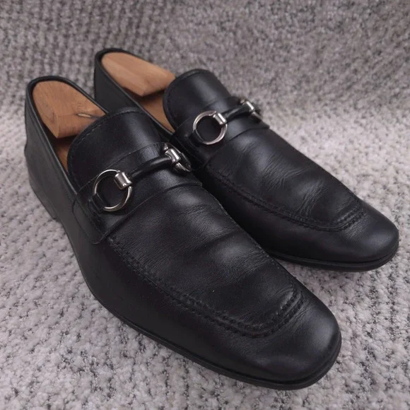 Magnnani Loafers Mens Size 8.5 Horsebit Slip On Leather Black Shoes 8.5M GUC