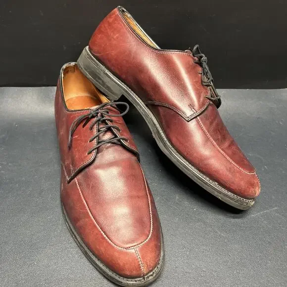 Allen Edmonds Kennett Oxford Split Toe Mens Size 10.5 D Burgundy Red Dress Shoes