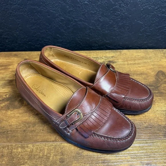Cole Haan Kiltie Buckle C03757 Brown Leather Loafers Mens Size 9 D‎