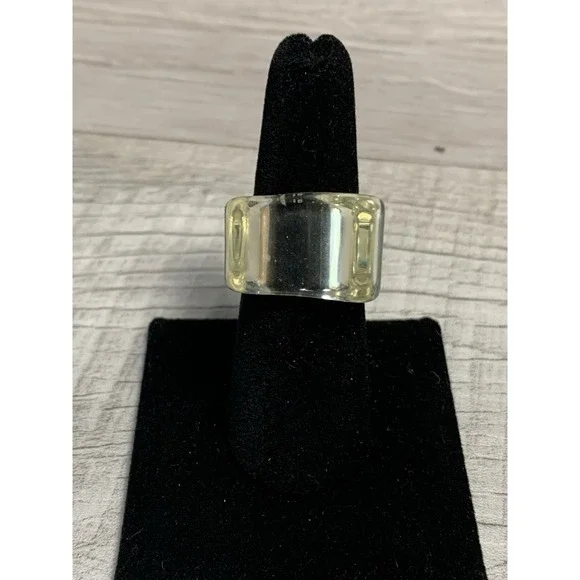 Colorful Acrylic Ring - Transparent Resin Geometric Clear Square Irregular Ring