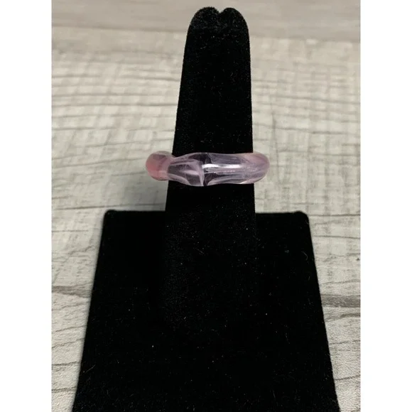 Colorful Acrylic Ring - Transparent Resin Geometric Pink Round Irregular Ring