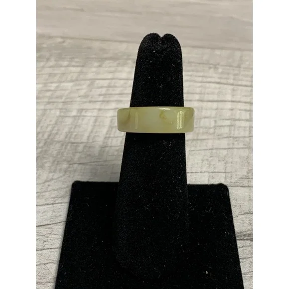 Colorful Acrylic Ring - Transparent Resin Wide Band Round Ring Cream