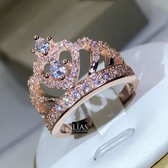 Brand New 18k Rose Gold Wedding Ring, Engagement Ring, Crown Ring